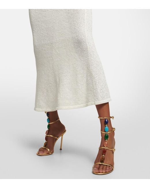 Gianvito Rossi Metallic Shanti Embellished Leather Sandals