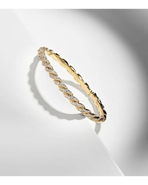 David Yurman Metallic Sculpted Cable Flex 18Kt Bracelet With Diamonds
