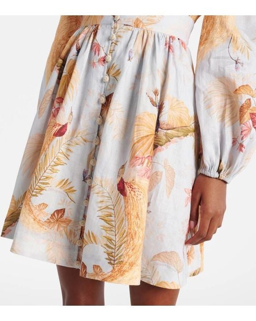 Robe Ascension En Lin A Fleurs Zimmermann en coloris Blue