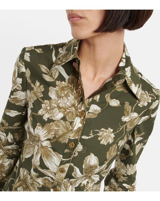 Erdem Green Apolonia Cotton Shirt Dress