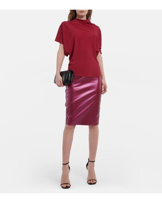 Rick Owens Red Asymmetrical Silk-blend Top