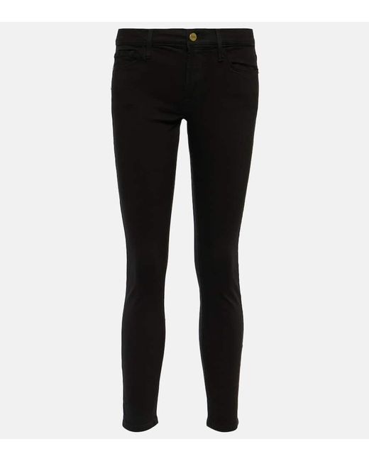 Jeans skinny cropped de tiro alto FRAME de color Black