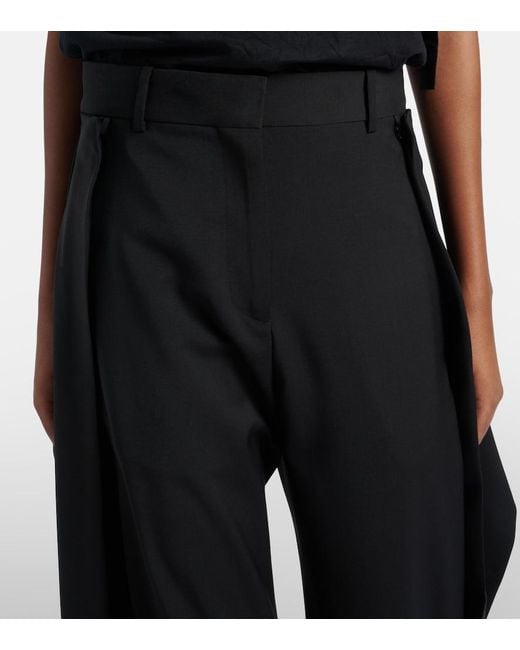 Loewe Blue Draped Wool Wide-Leg Pants