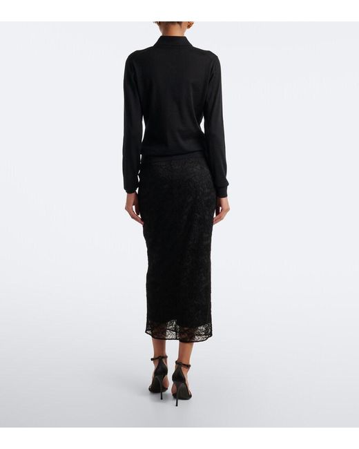 Dolce & Gabbana Black Lace Midi Skirt