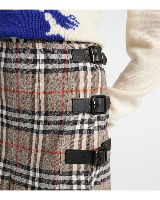 Burberry Natural Midirock Check Aus Wolle