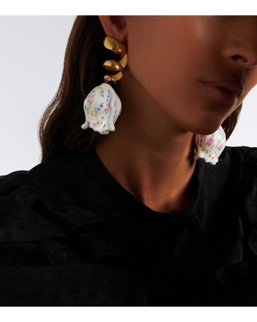 Chloé White Bloomcraft Drop Earrings
