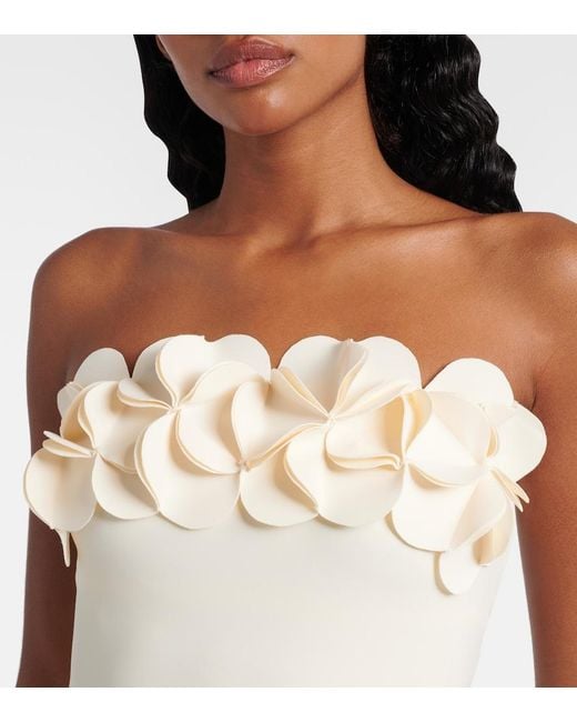 Karla Colletto Natural Tess Floral-Applique Swimsuit
