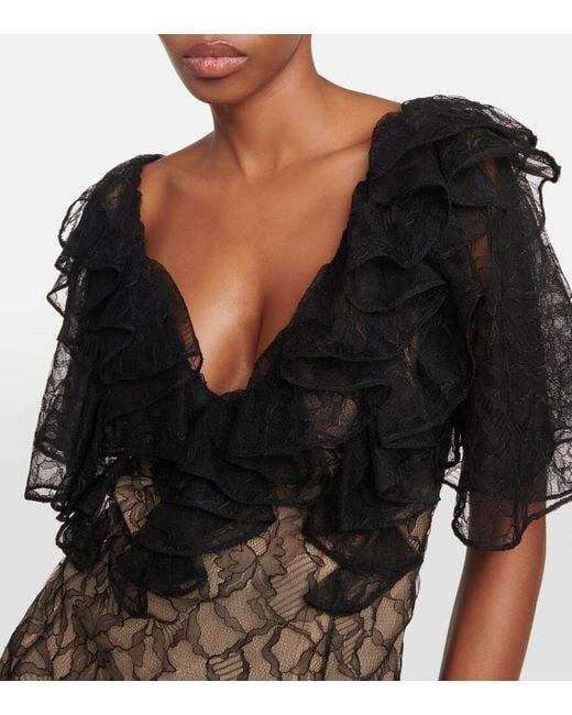 Vestido corto Eyona Chantilly de encaje Khaite de color Black