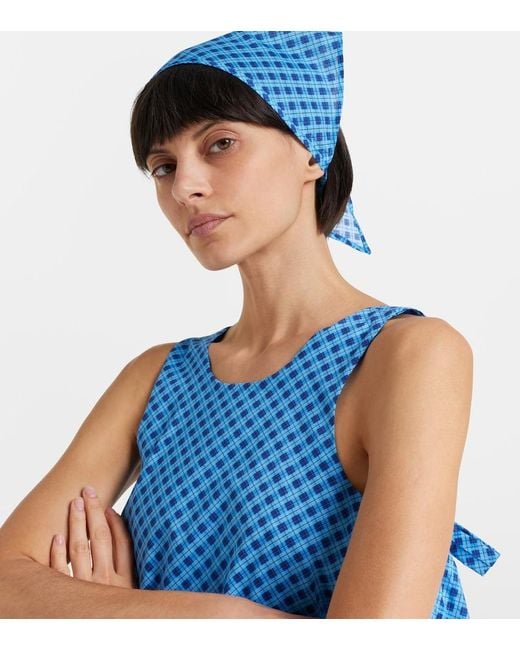 Montce Blue Betsie Plaid Cotton Minidress And Scarf Set