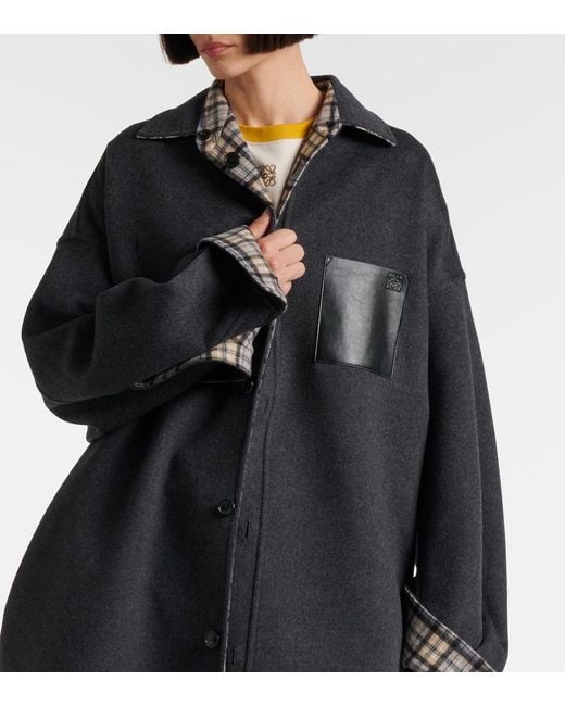 Loewe Gray Reversible Wool And Cashmere Coat