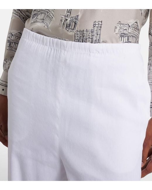 Max Mara White Destino Linen-Blend Wide-Leg Pants