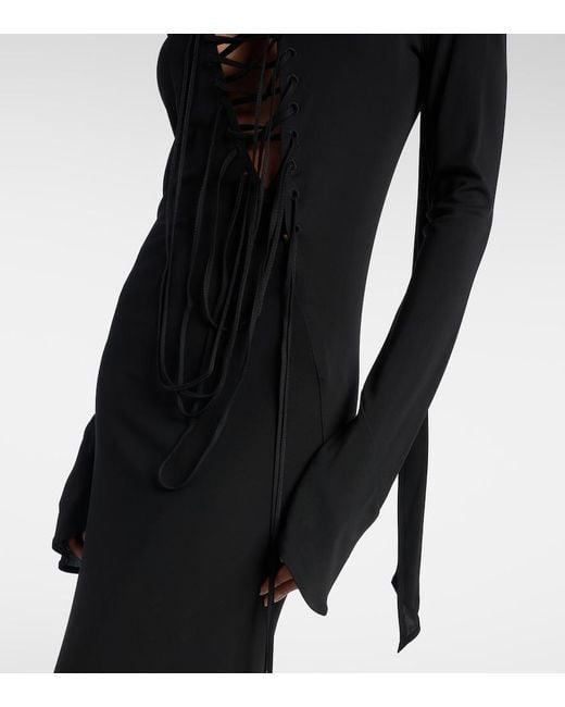 The Attico Black Cutout Crepe Maxi Dress