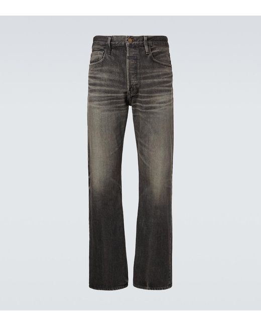 Fear Of God Gray Faded Mid-Rise Straight Jeans for men