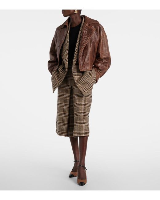 Manolo Blahnik Brown Semele 90 Leather-Trimmed Tweed Pumps