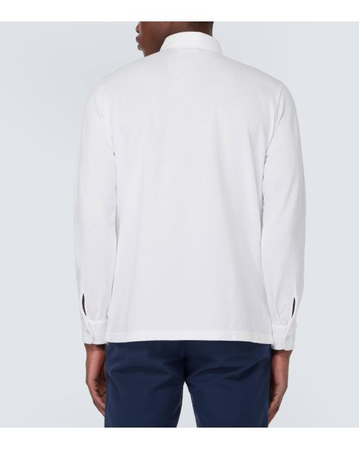 Loro Piana White Cotton Pique Polo Shirt for men