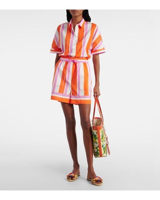 Dolce & Gabbana Orange Striped Cotton Shorts