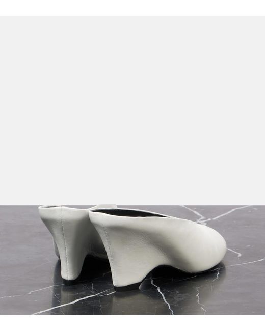 Khaite Natural Cloak 75 Leather Peep-Toe Wedge Mules