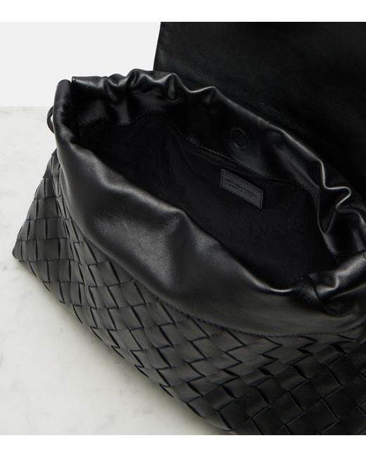 Bottega Veneta Black Giorno Small Intrecciato Leather Shoulder Bag