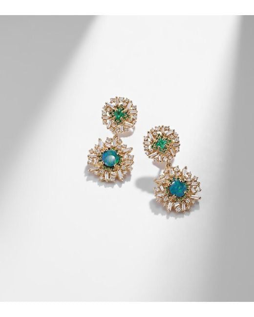 Suzanne Kalan White 18Kt Drop Earrings With Gemstones