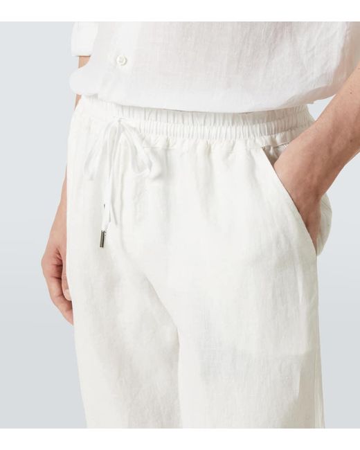 Thom Sweeney White Linen Straight Pants for men