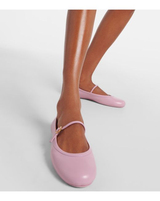 Gianvito Rossi Pink Carla Leather Mary Jane Flats