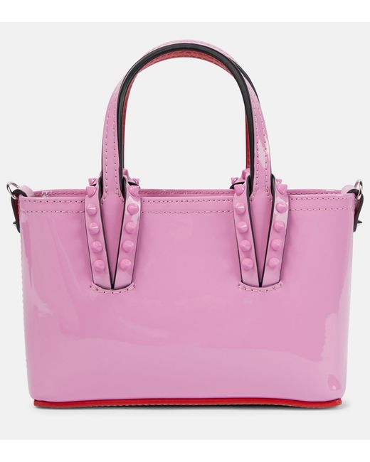 Christian Louboutin Cabata Nano Patent Leather Tote Bag in Pink | Lyst