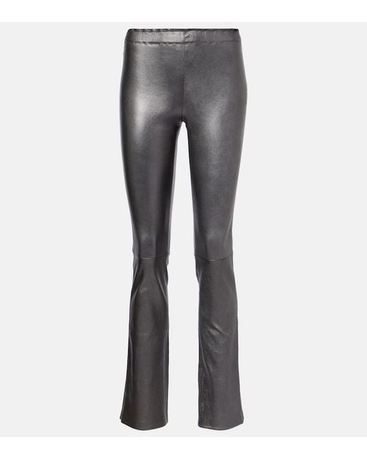 Stouls Gray Jp Long Leather Flared Pants