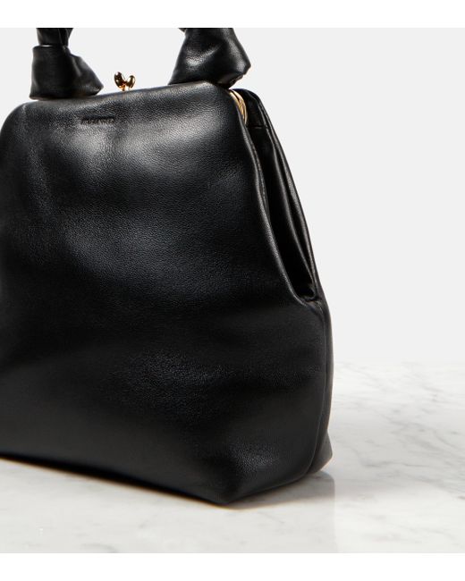 Jil Sander Black Goji Square Small Leather Tote Bag