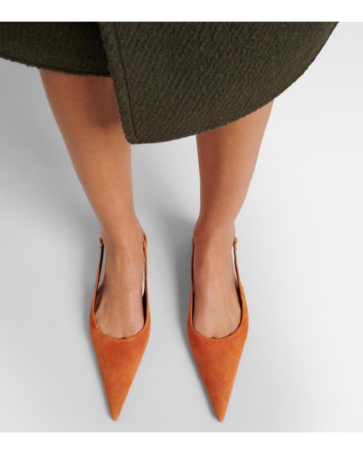 Victoria Beckham Brown Suede Slingback Flats