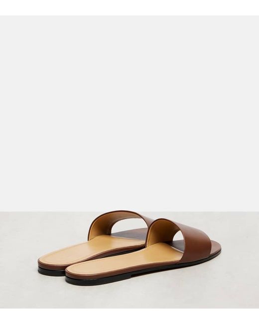 The Row Brown Signum Leather Slides