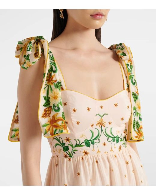 Vestido Midi En Mezcla De Algodon Floral Farm Rio de color Metallic