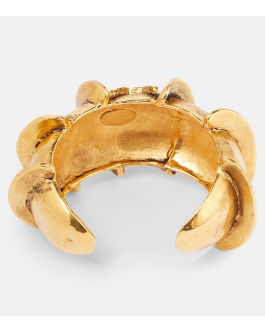 Saint Laurent Metallic Cassandre Cuff Bracelet
