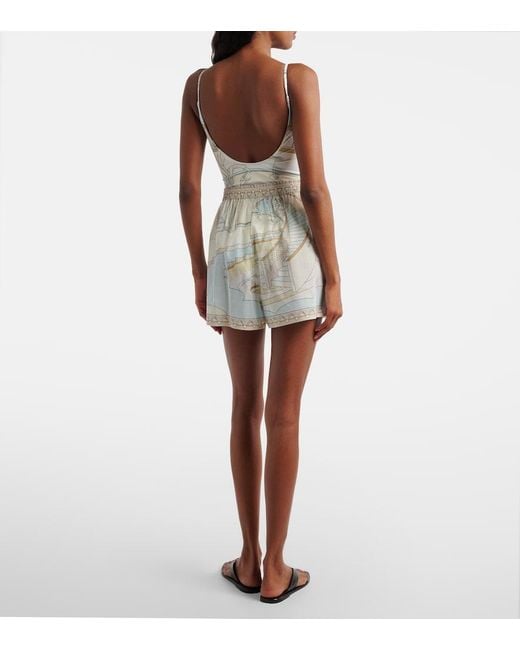 Tory Burch White Printed Cotton Shorts