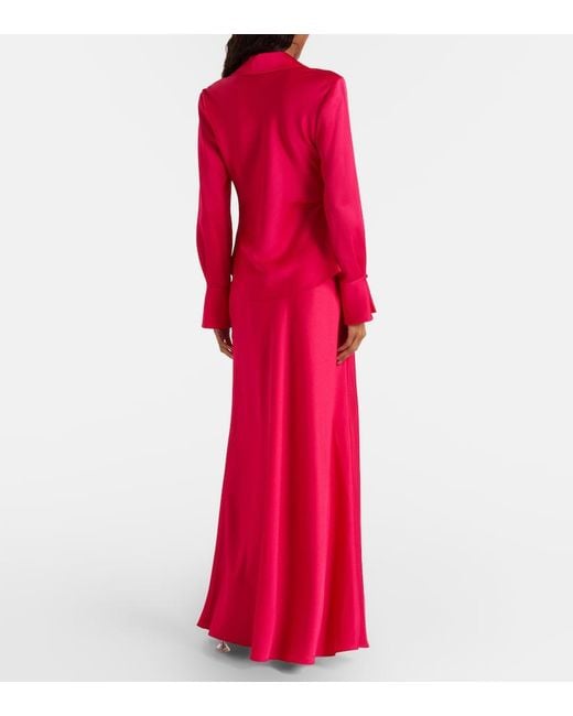 Jonathan Simkhai Red Kiri Satin Maxi Skirt