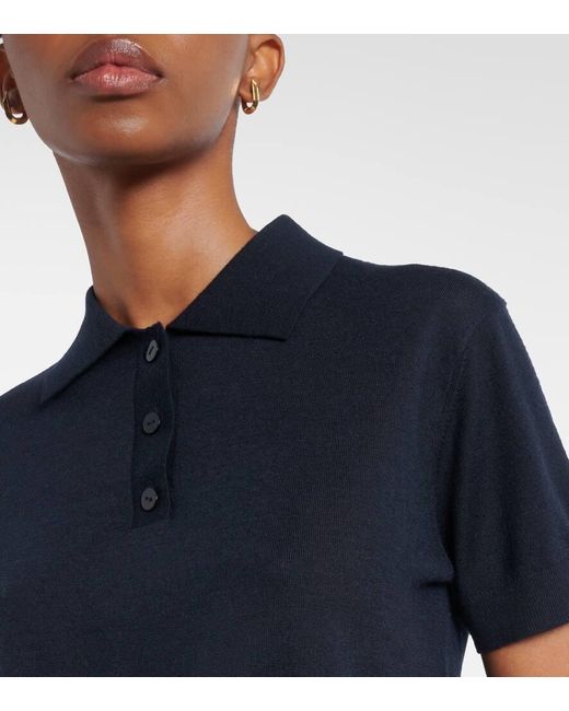 Lisa Yang Blue Nai Knitted Cashmere Polo Shirt
