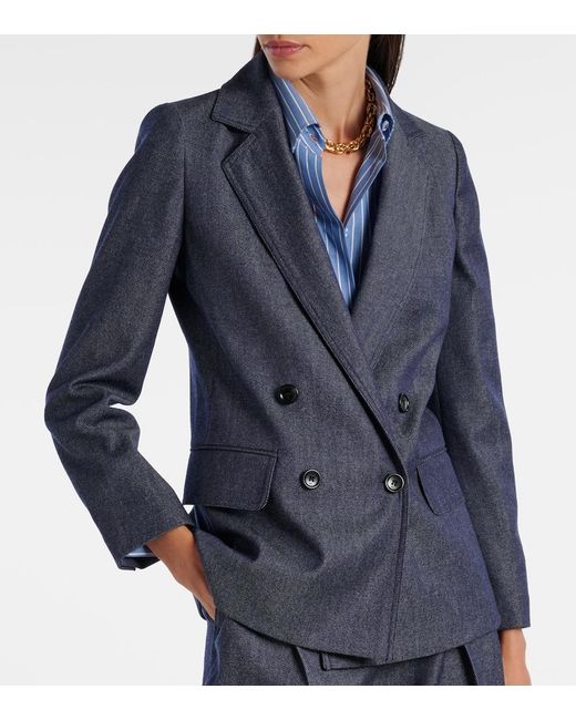 Max Mara Blue Locarno Virgin Wool Jacket