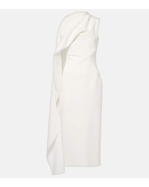 Roksanda White Bridal Edith Draped Crepe Midi Dress