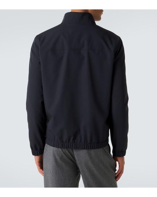 Thom Sweeney Blue Technical Bomber Jacket for men