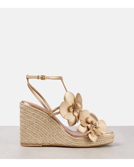 Zimmermann Orchid 110 Metallic Leather Wedge Sandals