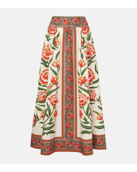 Jupe Midi En Coton Imprime Farm Rio en coloris White