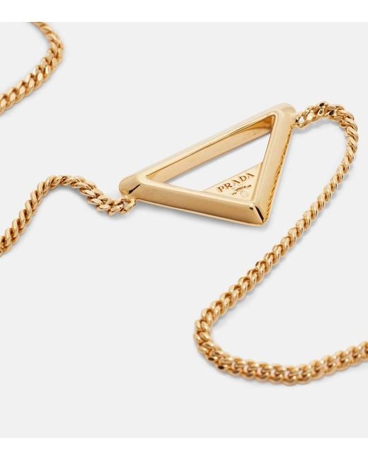 Collar De Cadena Con Logo Prada de color Metallic