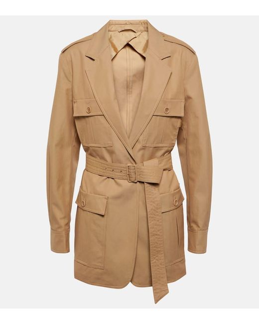 Max Mara Brown Pacos Belted Cotton Canvas Jacket