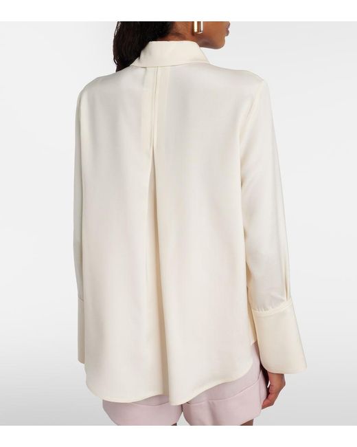 Max Mara White Voliera Silk-Blend Cady Shirt