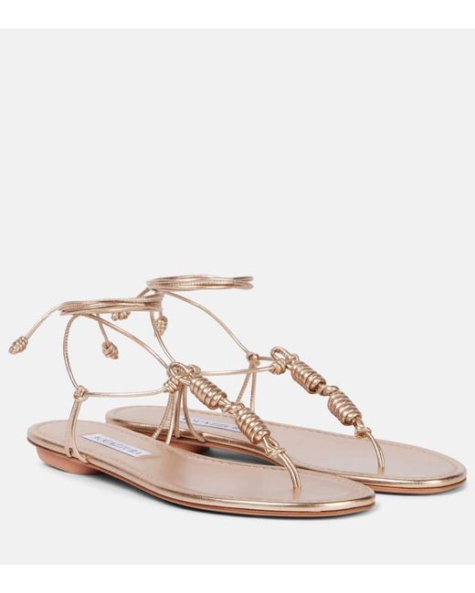 Aquazzura Pink Sandalen Oaxaca Aus Metallic-Leder