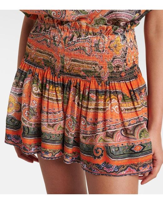 Isabel Marant Brown Maelly Paisley Silk Voile Wide-Leg Shorts