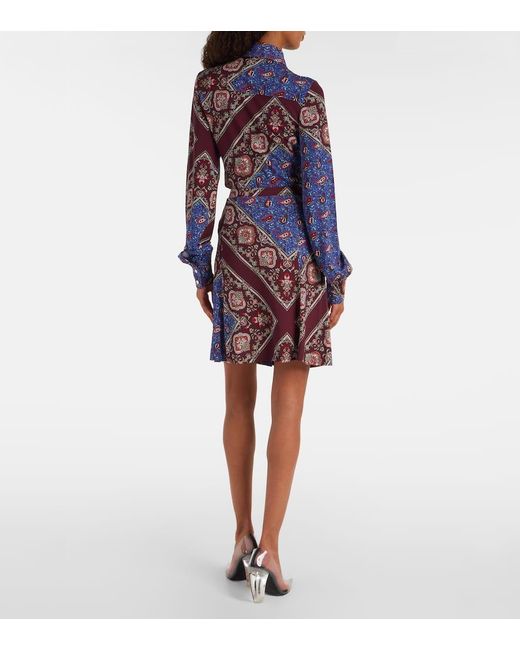 Rabanne Purple Gathered Paisley Printed Miniskirt