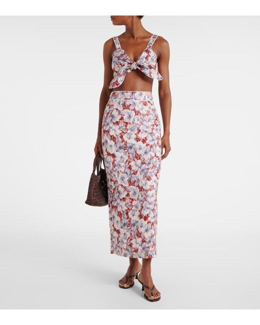 Posse Pink Luna Floral Linen Crop Top