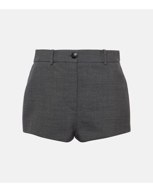 Ferragamo Gray High-rise Wool Gabardine Shorts