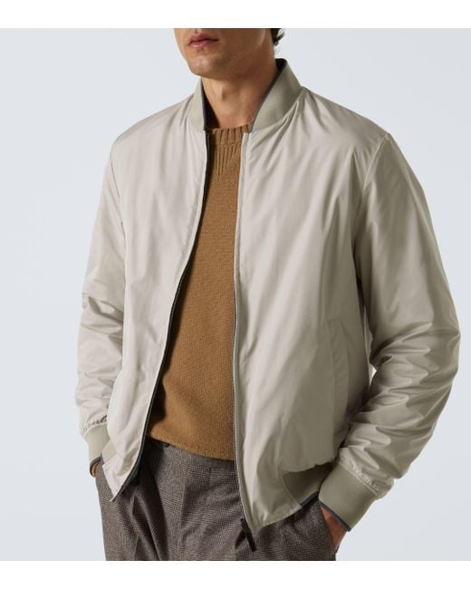 Canali White Reversible Bomber Jacket for men