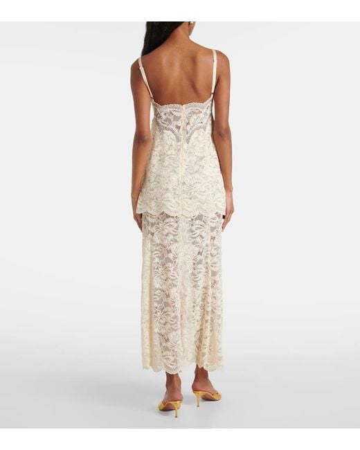 Robe Longue En Dentelle Rabanne en coloris White